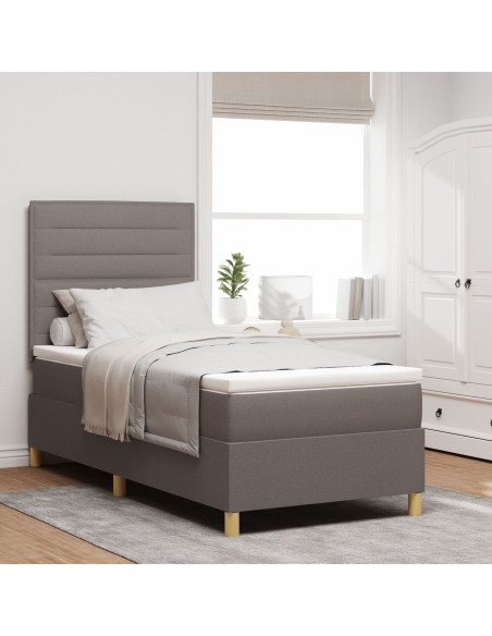 Letto a Contenitore con Materasso Tortora 100x200 cm Tessuto