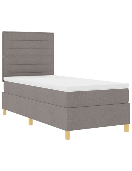 Letto a Contenitore con Materasso Tortora 100x200 cm Tessuto
