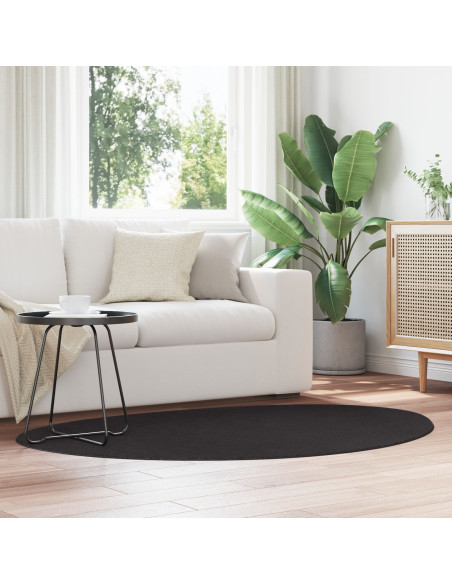 Tappeti Nero Cotone 120 x 170 cm Tappeto Ovale Moderno
