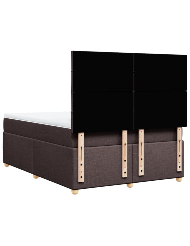 Giroletto a Molle con Materasso Marrone Scuro 160x200cm Tessuto