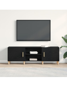 Mobile TV Rovere Nero 150 x 30 x 50 cm Legno multistrato 2
