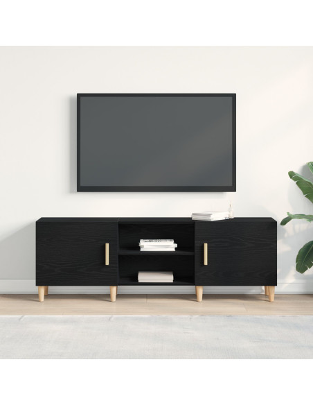 Mobile TV Rovere Nero 150 x 30 x 50 cm Legno multistrato