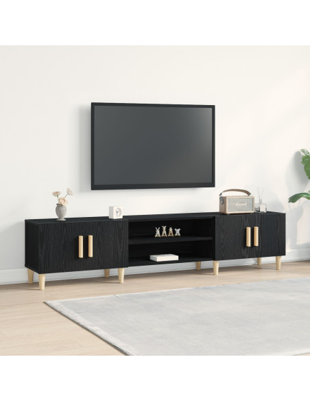Mobile TV  Nero Rovere 180x31,5x40 cm Legno ingegnerizzato