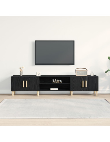 Mobile TV Rovere Nero 180 x 31,5 x 40 cm Legno multistrato