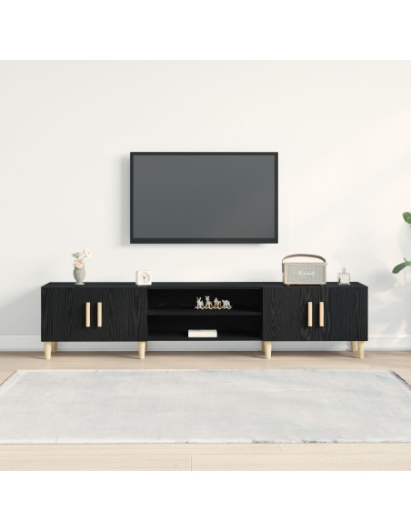 Mobile TV  Nero Rovere 180x31,5x40 cm Legno ingegnerizzato