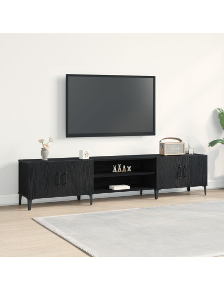 Mobile per TV Nero Rovere 180x31,5x40 cm Legno ingegnerizzato