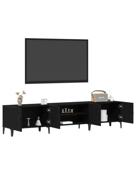 Mobile per TV Nero Rovere 180x31,5x40 cm Legno ingegnerizzato