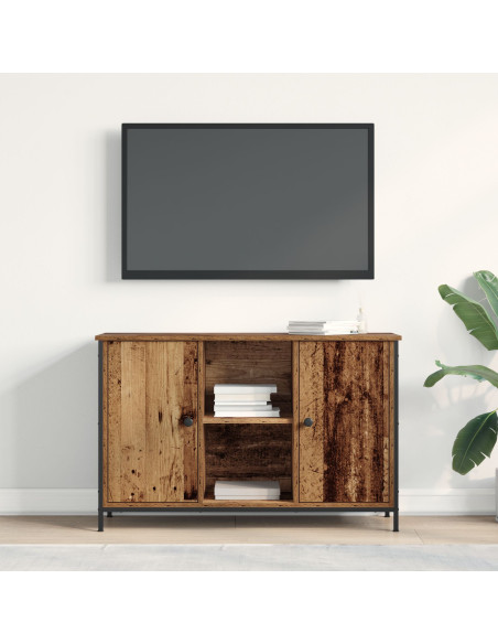 Mobile TV  in rovere artisanale 101x35x65 cm in legno ingegnerizzato e acciaio
