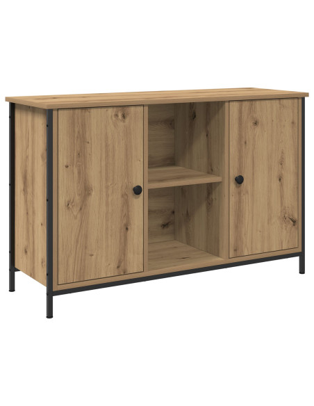 Mobile TV  Nero Rovere 101x35x65 cm Legno ingegnerizzato e Acciaio