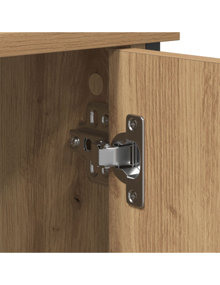 Mobile TV  Nero Rovere 101x35x65 cm Legno ingegnerizzato e Acciaio