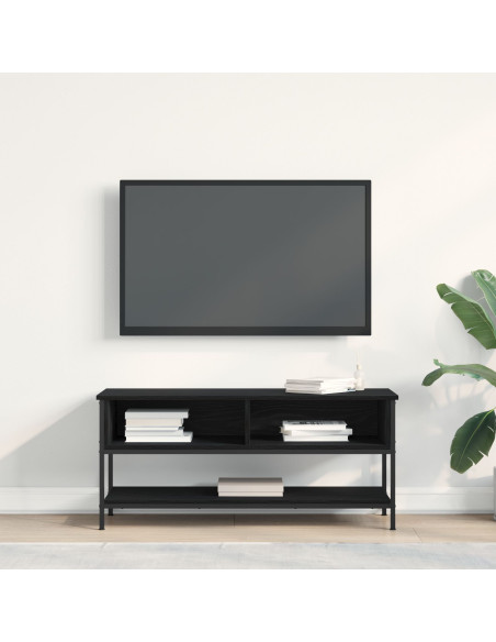 Mobile TV  Nero Rovere 100x35x45 cm Legno ingegnerizzato e Acciaio
