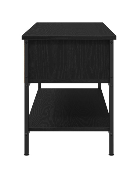 Mobile TV  Nero Rovere 100x35x45 cm Legno ingegnerizzato e Acciaio