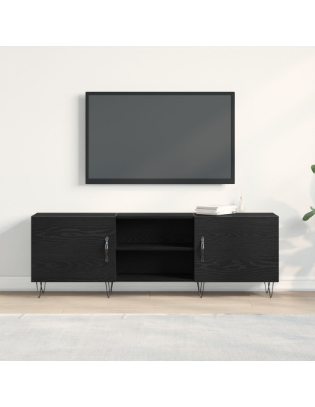 Mobile TV  Nero Rovere 150x30x50 cm Legno ingegnerizzato
