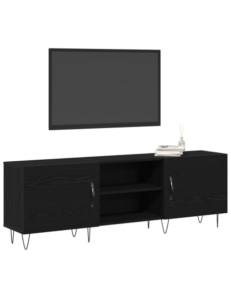 Mobile TV  Nero Rovere 150x30x50 cm Legno ingegnerizzato