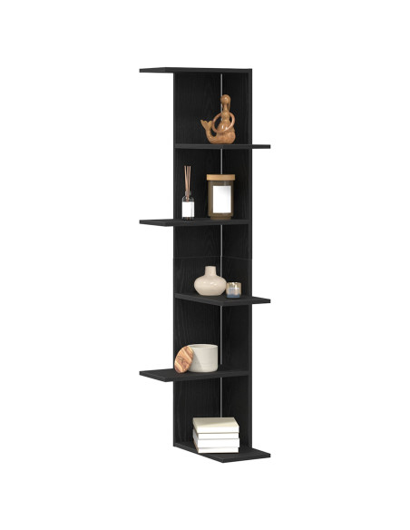 Mensola Angolare da Parete Rovere Nero 36.5 x 36.5 x 140 cm