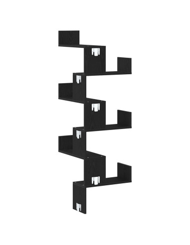 Mensola Angolare da Parete Rovere Nero 45 x 45 x 147 cm