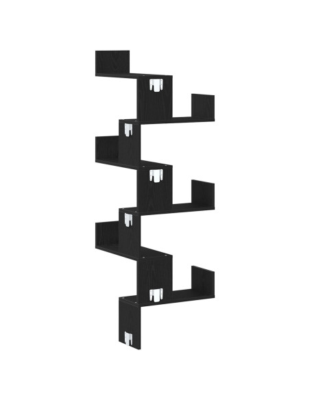 Mensola Angolare da Parete Rovere Nero 45 x 45 x 147 cm