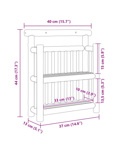 Scaffale da parete Naturale 40 x 13 x 44 cm Bambù