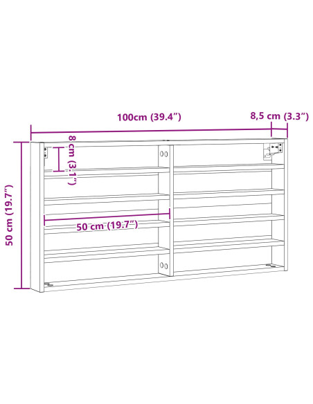 Vetrina Legno vecchio 100 x 8,5 x 50 cm Legno multistrato