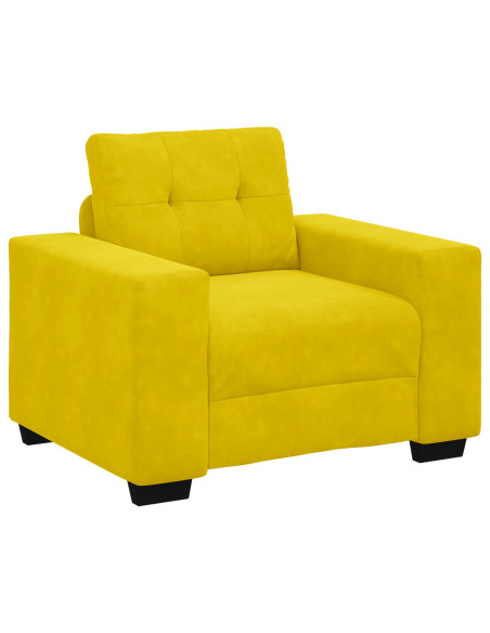 Set di divani 3 pezzi con cuscini in velluto giallo