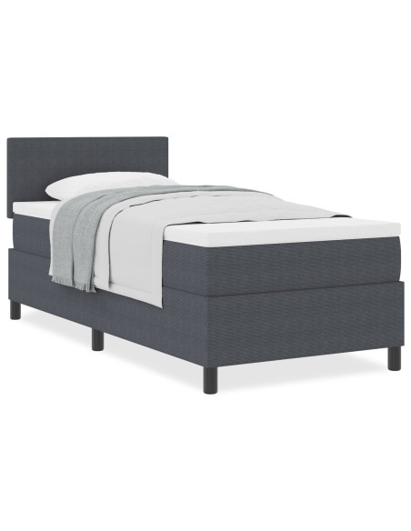 Letto Box Spring con Materasso Grigio Scuro 100x200 cm Tessuto Corduroy