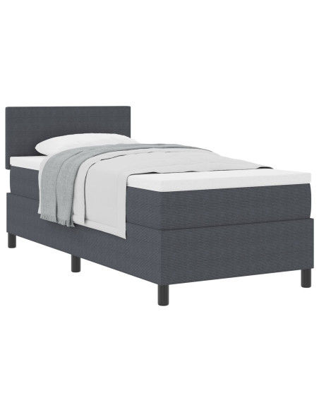 Letto a molle con testiera Grigio Scuro e Bianco 100 x 200 cm