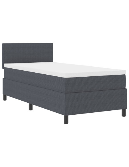 Letto Box Spring con Materasso Grigio Scuro 100x200 cm Tessuto Corduroy