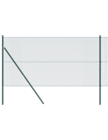 Recinzione in Filo Saldato  con 13 Pali Verde 1.4x25 m Acciaio
