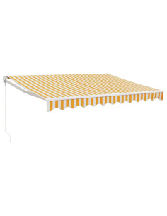 Tenda Retrattile Gialla e Bianca 3,5x2,5 m Tessuto e Alluminio 2