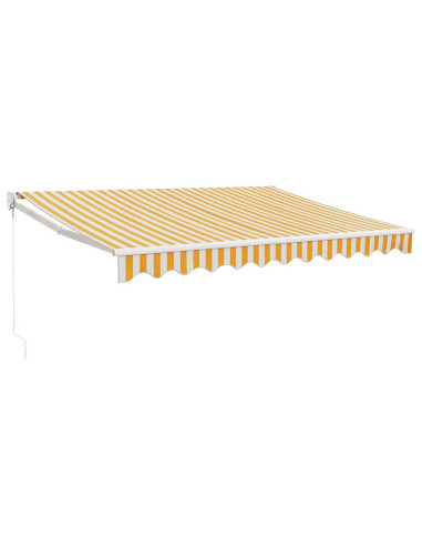 Tenda Retrattile Gialla e Bianca 3,5x2,5 m Tessuto e Alluminio