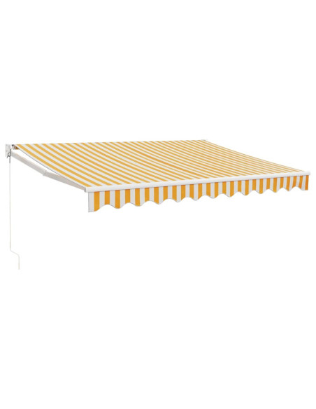 Tenda Retrattile Gialla e Bianca 3,5x2,5 m Tessuto e Alluminio