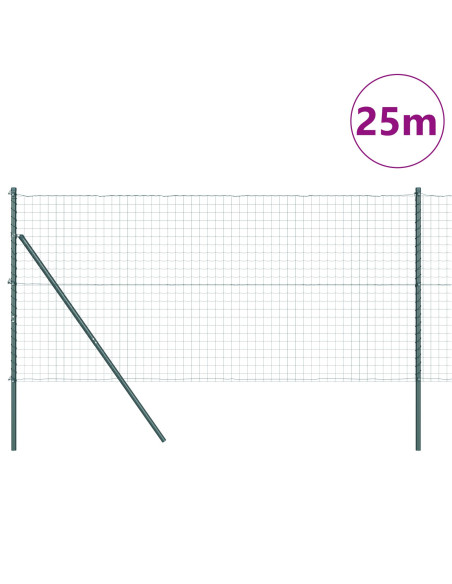Recinzione Euro  con 13 pali 1.2x25 m Acciaio zincato Verde