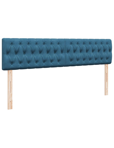 Pouf Letto con Materassi e LED Blu Scuro 200x200cm Velluto