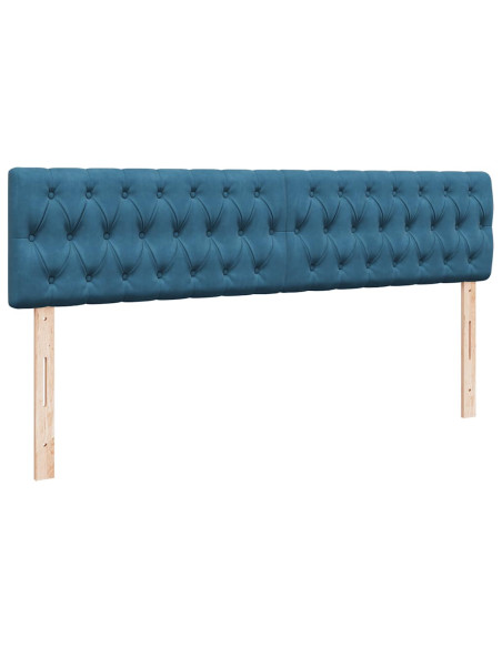 Pouf Letto con Materassi e LED Blu Scuro 200x200cm Velluto
