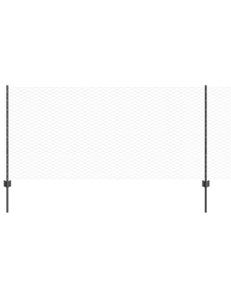 Post per Recinzione  22 pz U-Channel Grigio 100 cm Acciaio, Recinzione Esagonale  Grigio 1x50 m Acciaio