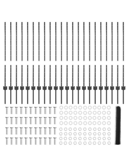 Post per Recinzione  22 pz U-Channel Grigio 100 cm Acciaio, Recinzione Esagonale  Grigio 1x50 m Acciaio