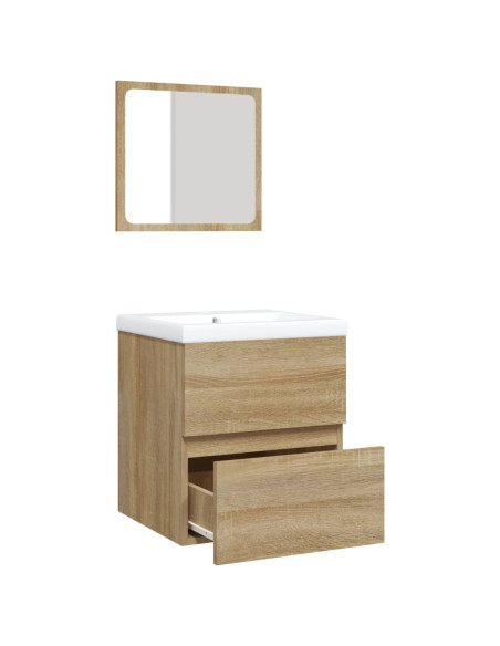 Mobile da Bagno con Lavabo e Specchio Rovere Sonoma
