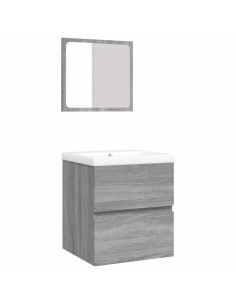 Mobile da Bagno con Lavabo e Specchio Grigio Sonoma 2