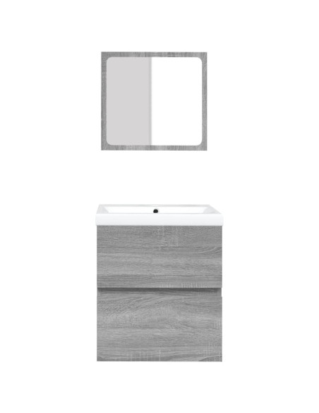 Mobile da Bagno con Lavabo e Specchio Grigio Sonoma