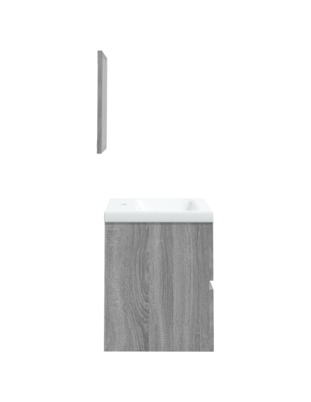 Mobile da Bagno con Lavabo e Specchio Grigio Sonoma