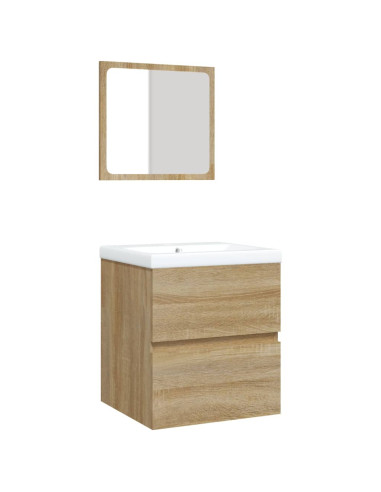 Mobile da Bagno con Lavabo e Specchio Rovere Sonoma