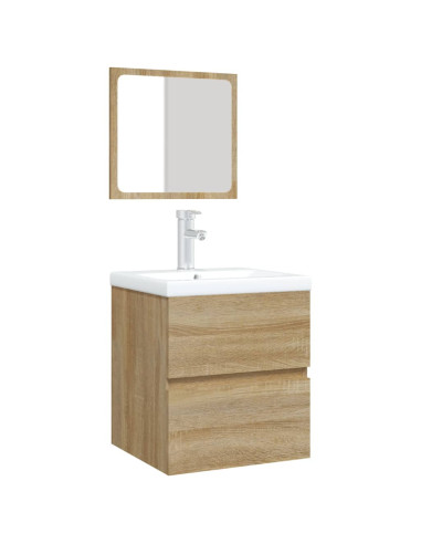 Mobile da Bagno con Lavabo e Specchio Rovere Sonoma