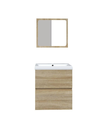 Mobile da Bagno con Lavabo e Specchio Rovere Sonoma