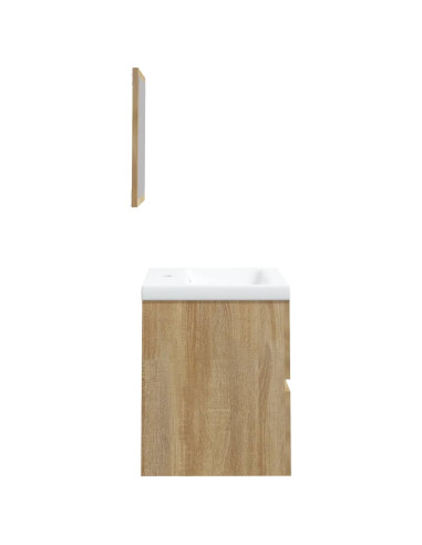 Mobile da Bagno con Lavabo e Specchio Rovere Sonoma