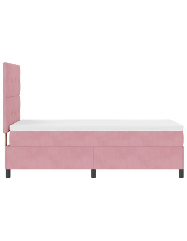 Letto a molle con materasso Rosa 90 x 200 cm Tessuto