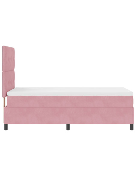 Letto a molle con materasso Rosa 90 x 200 cm Tessuto