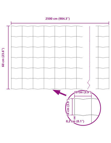 Recinzione con Posto Argento 0,6 x 25 m Acciaio