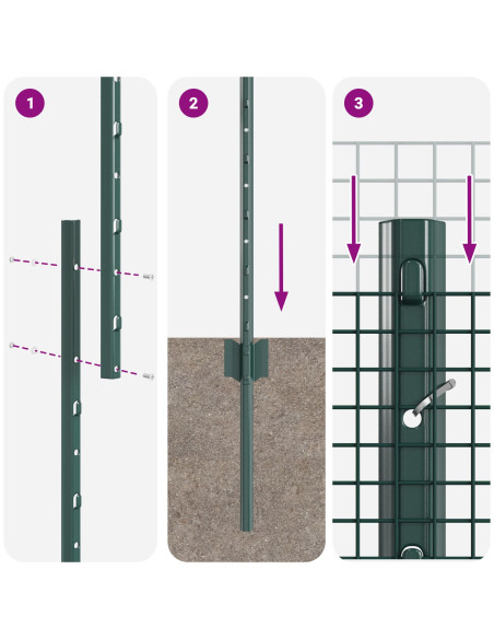 Recinzione in rete saldata  con 11 post U Verde 1.6x25 m Acciaio