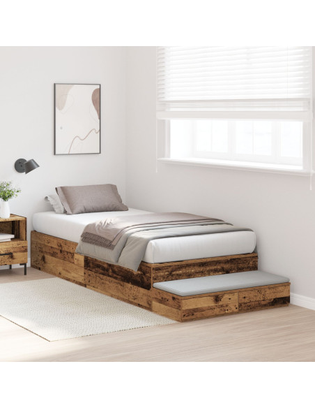 Struttura Letto con Contenitore Legno Vecchio Legno Massello