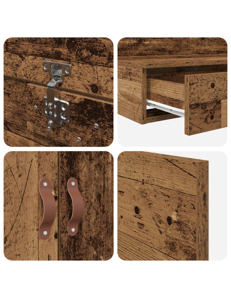 Struttura letto con contenitore Legno vecchio 75 cm